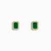 Effy Jewelry 14K Yellow Gold Diamond Halo Emerald Stud Earrings | Earrings