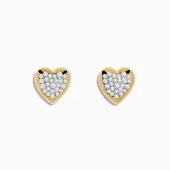 Effy Jewelry 14K Yellow Gold Diamond Heart Earrings | Earrings