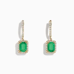 Effy Jewelry 14K Yellow Gold Emerald and Diamond Drop Earrings | Earrings