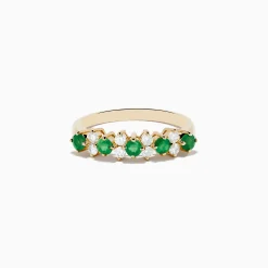 Effy Jewelry 14K Yellow Gold Emerald and Diamond Band, 0.64 TCW | Rings