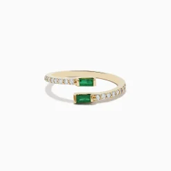 BH Multi 14K Yellow Gold Emerald and Diamond Bypass Ring | Rings