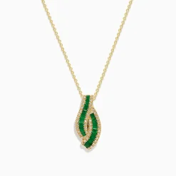 BH Multi 14K Yellow Gold Emerald and Diamond Pendant | Necklaces & Pendants