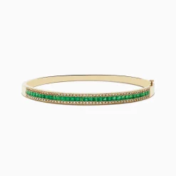 Effy Jewelry 14K Yellow Gold Emerald and Diamond Bangle, 2.97 TCW | Bracelets