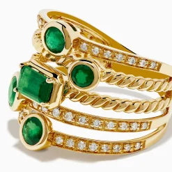 Effy Jewelry 14K Yellow Gold Emerald and Diamond Statement Ring | Rings