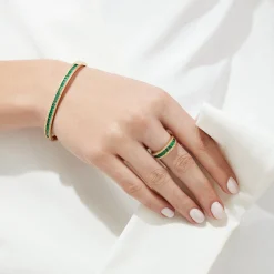 Effy Jewelry 14K Yellow Gold Emerald and Diamond Bangle, 2.97 TCW | Bracelets