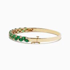 Effy Jewelry 14K Yellow Gold Emerald and Diamond Bangle | Bracelets
