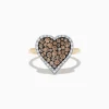Effy Jewelry 14K Yellow Gold Espresso and White Diamond Heart Ring | Rings