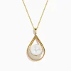 Effy Jewelry 14K Yellow Gold Fresh Water Pearl and Diamond Drop Pendant | Necklaces & Pendants