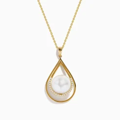 Effy Jewelry 14K Yellow Gold Fresh Water Pearl and Diamond Drop Pendant | Necklaces & Pendants