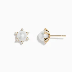 Effy Jewelry 14K Yellow Gold Fresh Water Pearl and Diamond Earrings | Earrings