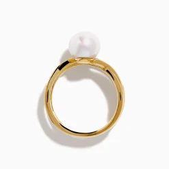 Effy Jewelry 14K Yellow Gold Fresh Water Pearl and Diamond Crossover Ring | Rings