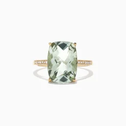 Effy Jewelry 14K Yellow Gold Green Amethyst and Diamond Cocktail Ring | Rings