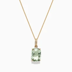 Effy Jewelry 14K Yellow Gold Green Amethyst and Diamond Pendant, 6.52 TCW | Necklaces & Pendants