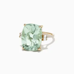 BH Multi 14K Yellow Gold Green Amethyst and Diamond Cocktail Ring, 10.51 TCW | Rings