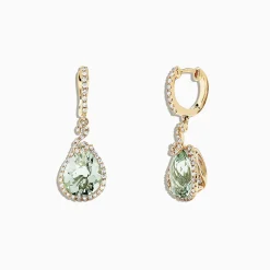 Effy Jewelry 14K Yellow Gold Green Amethyst and Diamond Drop Earrings, 7.03 TCW | Earrings