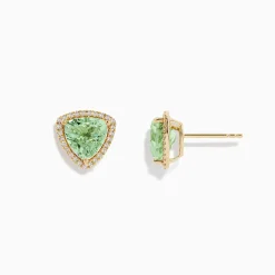BH Multi 14K Yellow Gold Green Amethyst and Diamond Earrings | Earrings