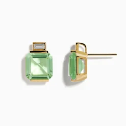 Effy Jewelry 14K Yellow Gold Green Amethyst and White Topaz Earrings | Earrings