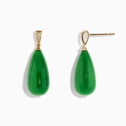 Effy Jewelry 14K Yellow Gold Green Jade and Diamond Drop Earrings | Earrings