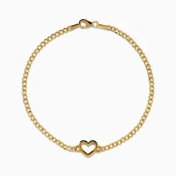 Effy Jewelry 14K Yellow Gold Heart Curb Chain Bracelet | Bracelets