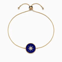 Effy Jewelry 14K Yellow Gold Lapis and Diamond Compass Bolo Bracelet | Bracelets