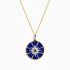 Effy Jewelry 14K Yellow Gold Lapis, White and Black Diamond Compass Pendant | Necklaces & Pendants
