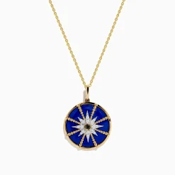 Effy Jewelry 14K Yellow Gold Lapis, White and Black Diamond Compass Pendant | Necklaces & Pendants
