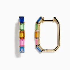 Effy Jewelry 14K Yellow Gold Multi Color Sapphire Huggie Earrings | Earrings