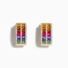 Effy Jewelry 14K Yellow Gold Multi Color Sapphire and Diamond Hoop Earrings | Earrings
