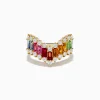 Effy Jewelry 14K Yellow Gold Multi Color Sapphire and Diamond Contoured Band Ring | Rings