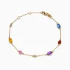 Effy Jewelry 14K Yellow Gold Multi Color Sapphire and Diamond Station Bracelet | Bracelets