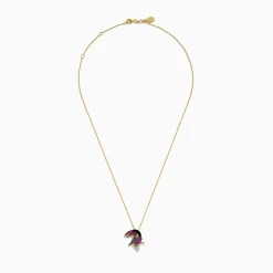 Effy Jewelry 14K Yellow Gold Multi Color Sapphire Black Agate and Diamond Parrot Pendant | Necklaces & Pendants