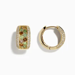 Effy Jewelry 14k Yellow Gold Multi Color Diamond Huggie Earrings | Earrings
