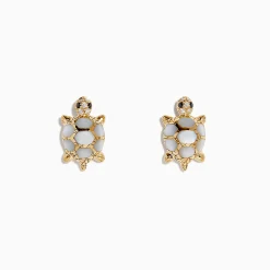Effy Jewelry 14K Yellow Gold Multi Diamond and Mother of Pearl Turtle Stud Earrings | Earrings