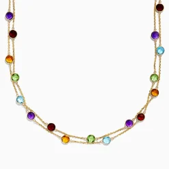 Effy Jewelry 14K Yellow Gold Multi Gemstone Station Necklace, 28.93 TCW | Necklaces & Pendants