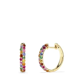 Effy Jewelry 14K Yellow Gold Multi Sapphire and Tsavorite Hoop Earrings, 1.81 TCW | Earrings