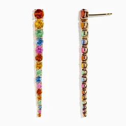 Effy Jewelry 14K Yellow Gold Multi Sapphire Linear Drop Earrings | Earrings