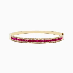 Effy Jewelry 14K Yellow Gold Natural Ruby and Diamond Bangle, 3.60 TCW | Bracelets