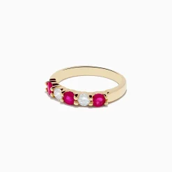 Effy Jewelry 14K Yellow Gold Natural Ruby and Diamond Band, 1.08 TCW | Rings