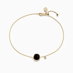 Effy Jewelry 14K Yellow Gold Onyx and Diamond Bolo Bracelet | Bracelets