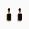 Effy Jewelry 14K Yellow Gold Onyx and Diamond Bezel Drop Earrings | Earrings