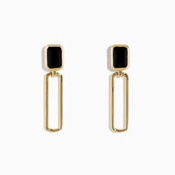 Effy Jewelry 14K Yellow Gold Onyx Paperclip Drop Earrings | Earrings