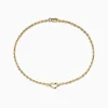 Effy Jewelry 14K Yellow Gold Open Heart Solid Glitter Chain Ankle Bracelet 10" | Bracelets