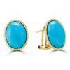 Effy Jewelry 14K Yellow Gold Oval Turquoise Earrings, 13.40 TCW | Earrings