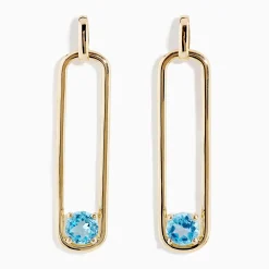 Richline Group 14K Yellow Gold Paperclip Blue Topaz Drop Earrings | Earrings