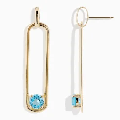 Richline Group 14K Yellow Gold Paperclip Blue Topaz Drop Earrings | Earrings