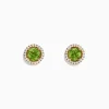 BH Multi 14k Yellow Gold Peridot and Diamond Stud Earrings, 2.21 TCW | Earrings