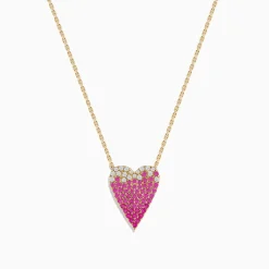 Effy Jewelry 14K Yellow Gold Pink Sapphire and Diamond Heart Necklace | Necklaces & Pendants