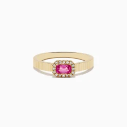 Effy Jewelry 14K Yellow Gold Pink Sapphire and Diamond Ring | Rings
