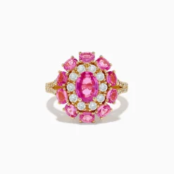 Effy Jewelry 14K Yellow Gold Pink Sapphire and Diamond Ring | Rings
