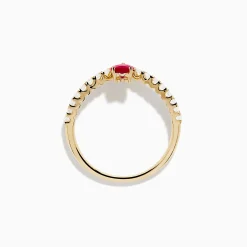 Effy Jewelry 14K Yellow Gold Ruby Heart and Diamond Contoured Ring | Rings